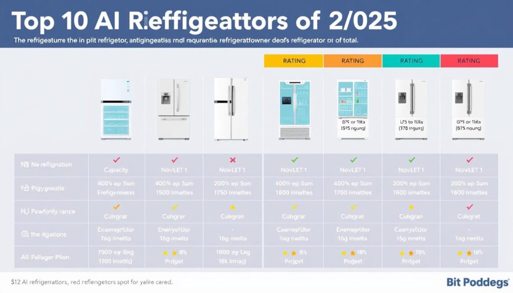 Comparație vizuală între cele mai bune frigidere cu AI din 2025
