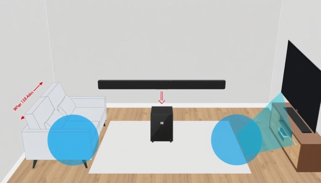 Instalarea corectă a unui soundbar și subwoofer în living