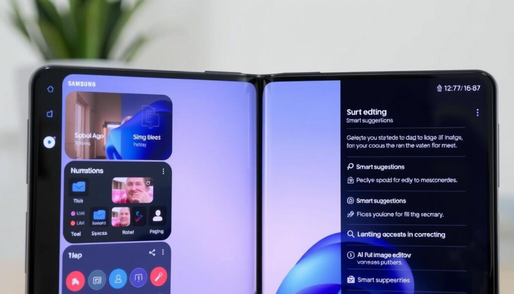 Interfața One UI 8 pe Galaxy Z Fold7 evidențiind funcțiile AI