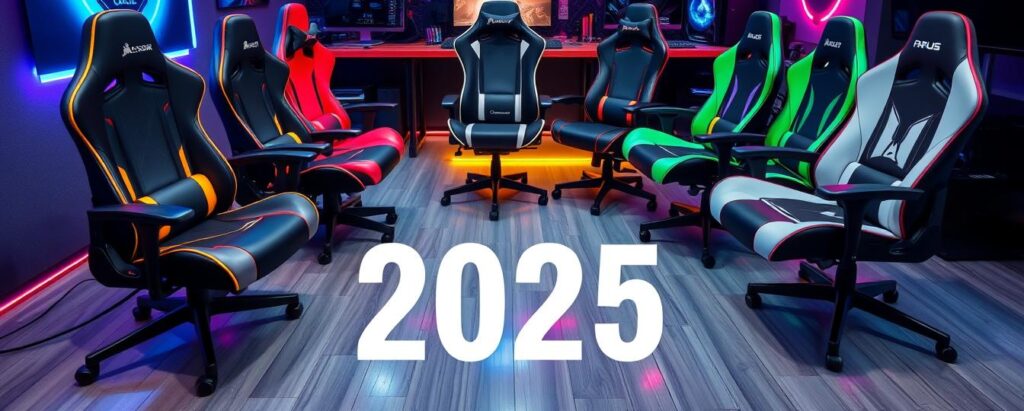 Cele mai bune scaune de gaming 2025 aranjate într-o cameră de gaming modernă