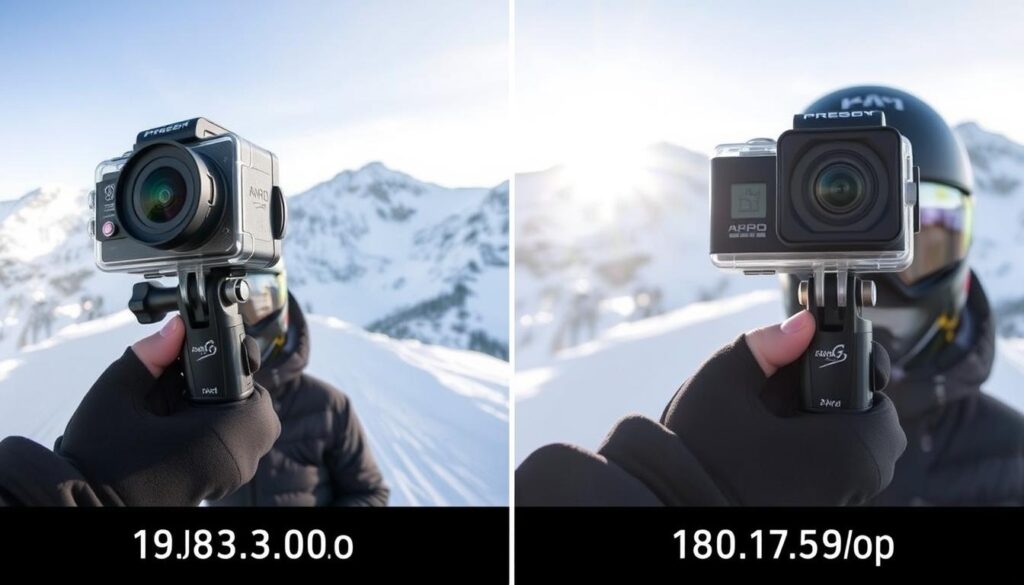 Comparație între diferite camere de acțiune pentru sporturi de iarnă în acțiune