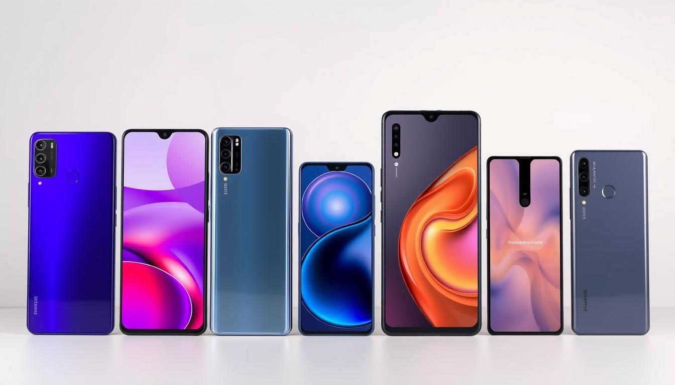 Comparație vizuală între cele mai bune telefoane Huawei 2025, arătând diferențele de design și dimensiuni