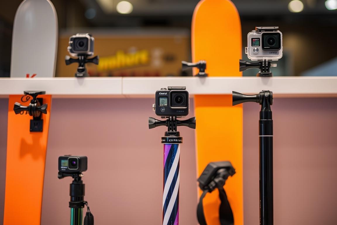 Diverse opțiuni de montare a camerelor de acțiune pe echipament de schi și snowboard