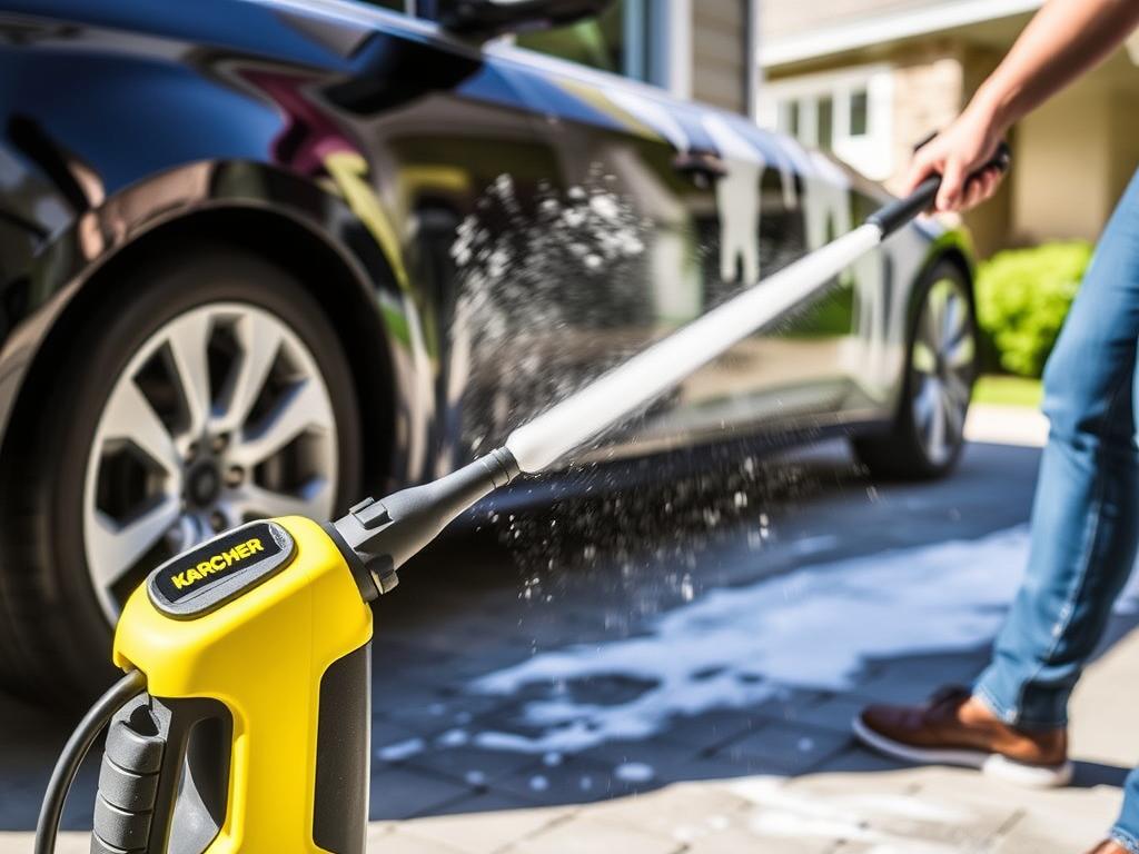 Karcher K 3 Car & Home în acțiune, curățând o mașină, demonstrând cel mai bun aparat de spălat cu presiune 2025 pentru uz casnic Karcher K 3 Car & Home în acțiune, curățând o mașină, demonstrând cel mai bun aparat de spălat cu presiune 2025 pentru uz casnic
