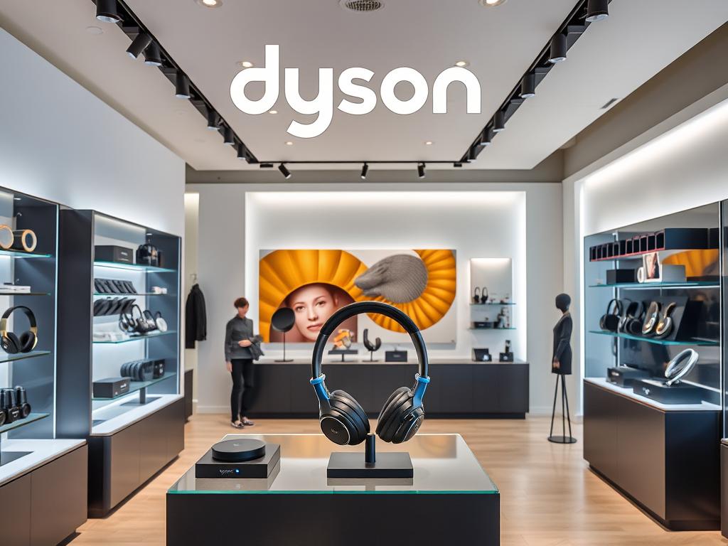 Magazin oficial Dyson din România cu căști audio Dyson OnTrac expuse