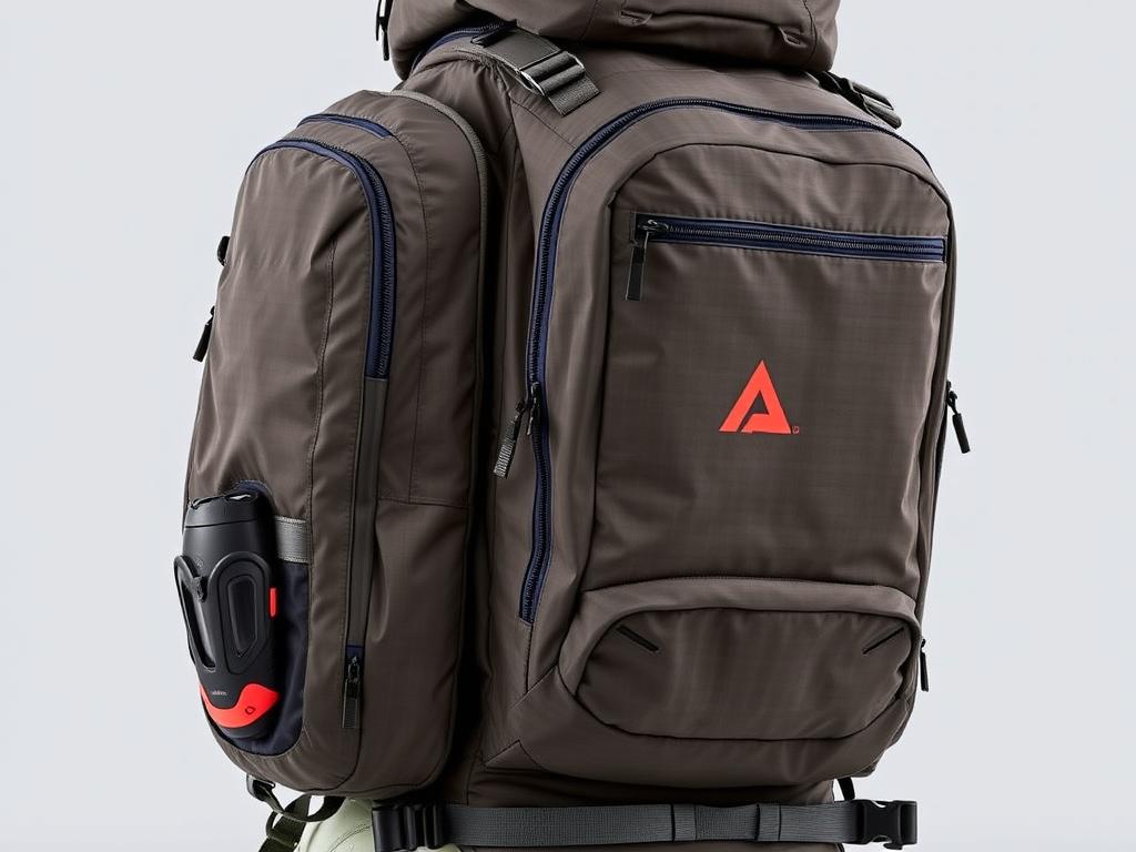 Rucsac de schi de tură cu multiple compartimente și sisteme de prindere