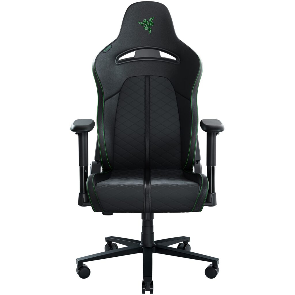 Scaun gaming Razer Enki X evidențiind curba lombară încorporată și materialele premium
