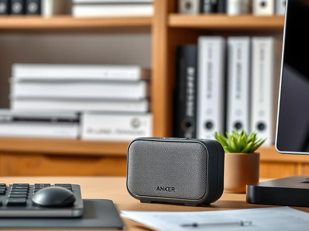 Anker Soundcore 2 pe un birou într-o casă din România