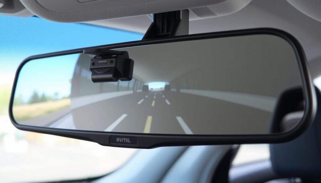 Camera auto tip oglindă retrovizoare Navitel MR450 GPS instalată în mașină, România 2025 Camera auto tip oglindă retrovizoare Navitel MR450 GPS instalată în mașină, România 2025