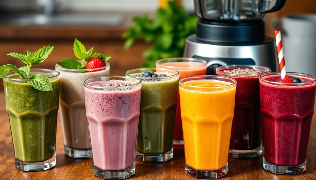 Diverse tipuri de smoothie-uri preparate cu un blender de calitate