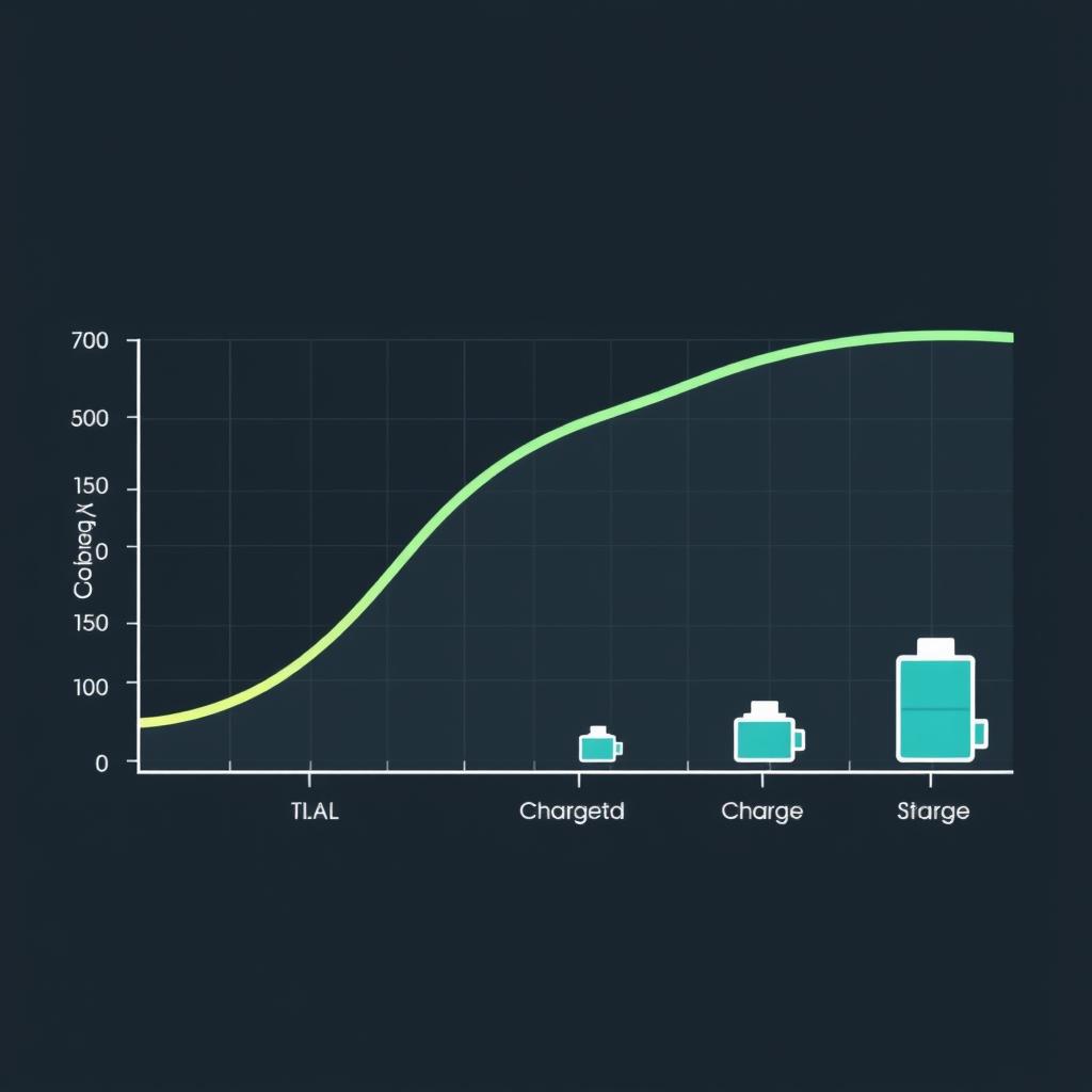 Grafic arătând degradarea bateriei în funcție de numărul de cicluri Grafic arătând degradarea bateriei în funcție de numărul de cicluri
