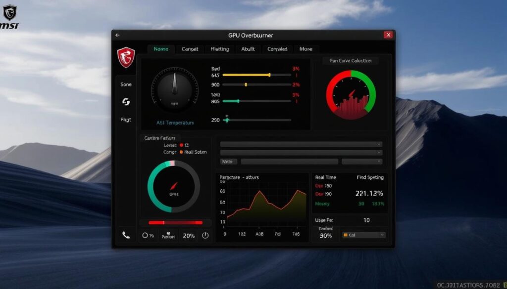 Interfața software-ului MSI Afterburner pentru optimizarea plăcii video pentru jocuri