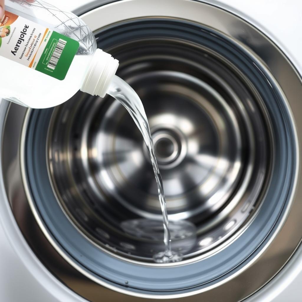 Oțet turnat în tamburul mașinii de spălat pentru eliminarea mirosului urât