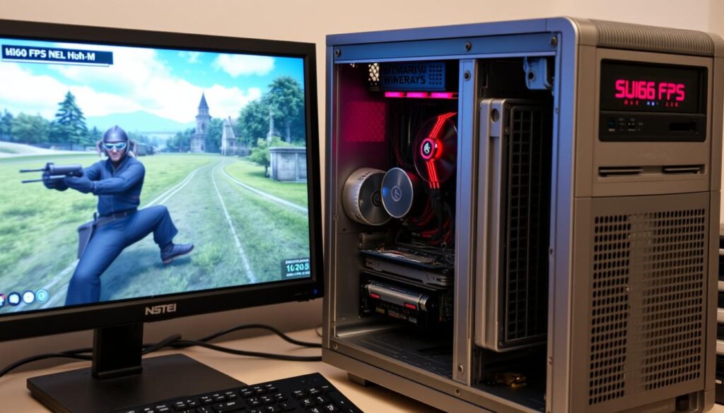 PC vechi optimizat pentru jocuri moderne rulând un joc cu FPS ridicat