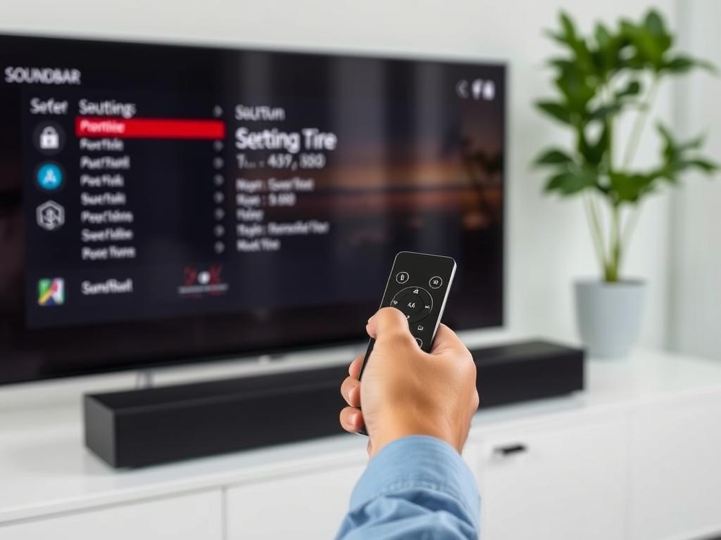 Persoană utilizând telecomanda unui soundbar