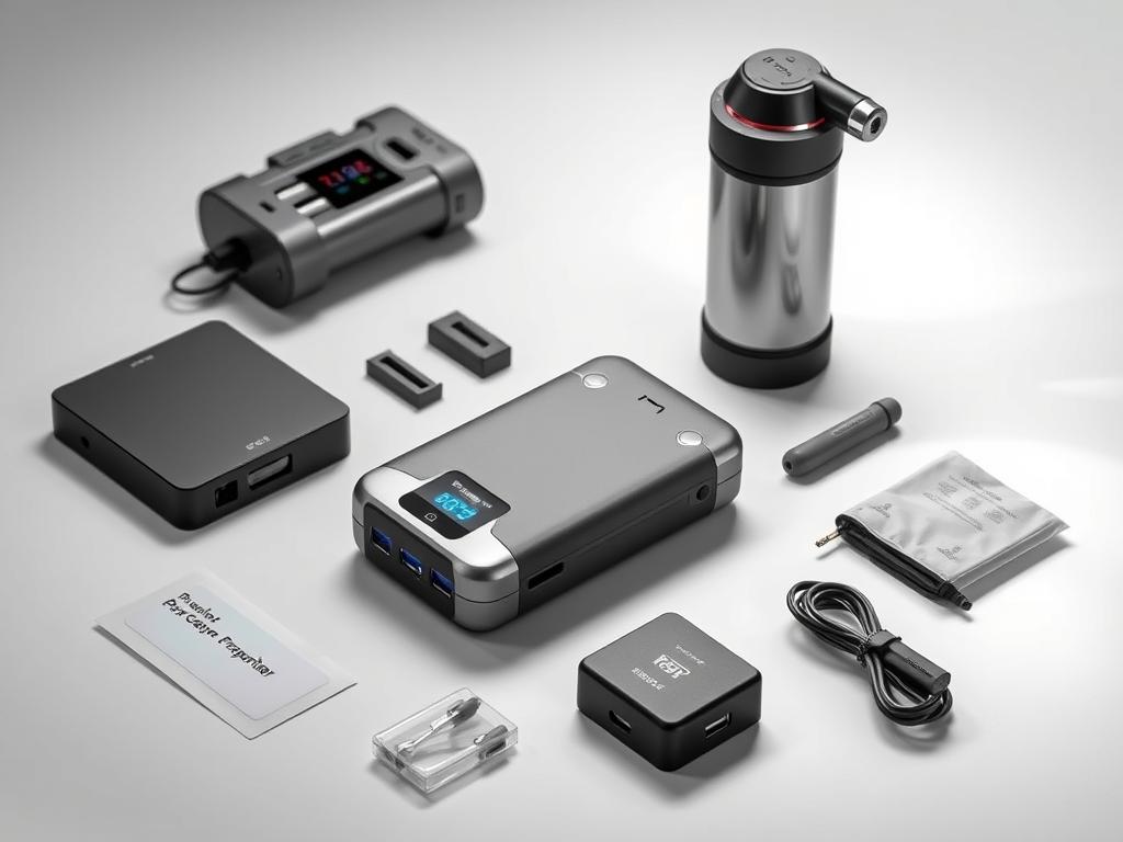 Power bank Roll Fast 2500A cu ecranul LCD și toate accesoriile incluse