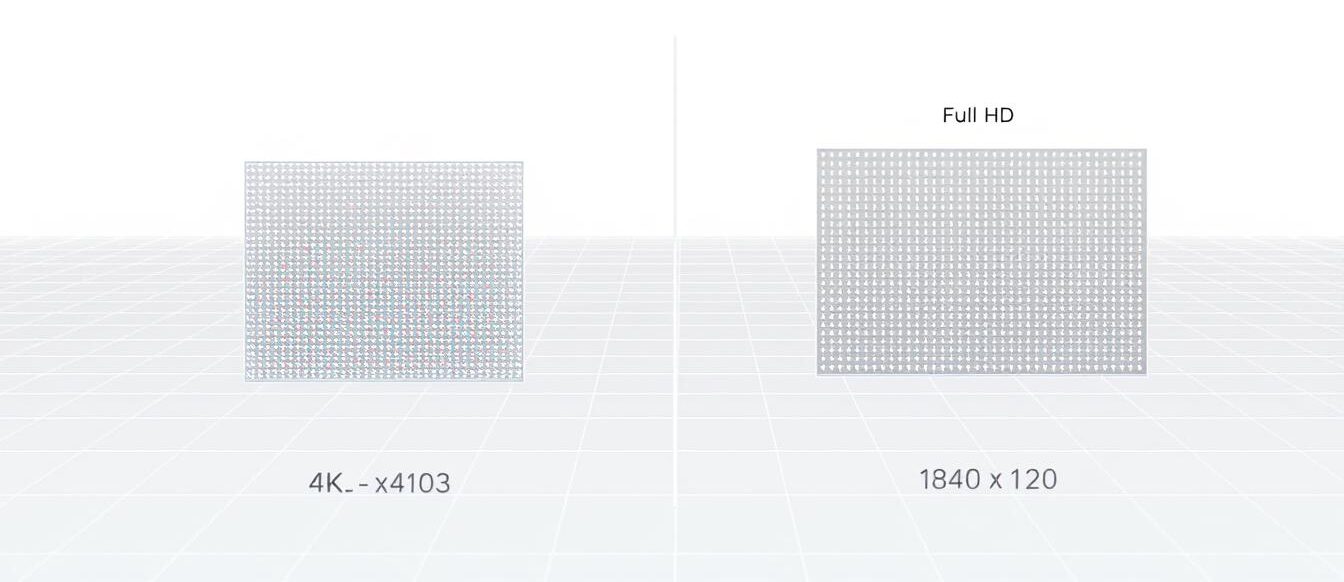 Reprezentare grafică a rezoluției 4K (3840x2160) comparativ cu Full HD Reprezentare grafică a rezoluției 4K (3840x2160) comparativ cu Full HD