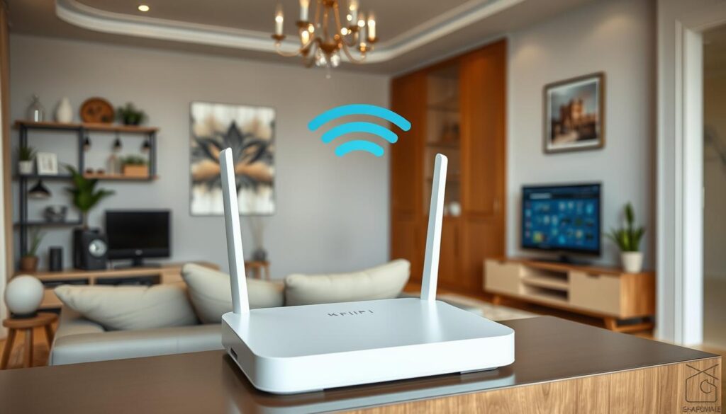 Router Wi-Fi modern într-un apartament românesc Router Wi-Fi modern într-un apartament românesc