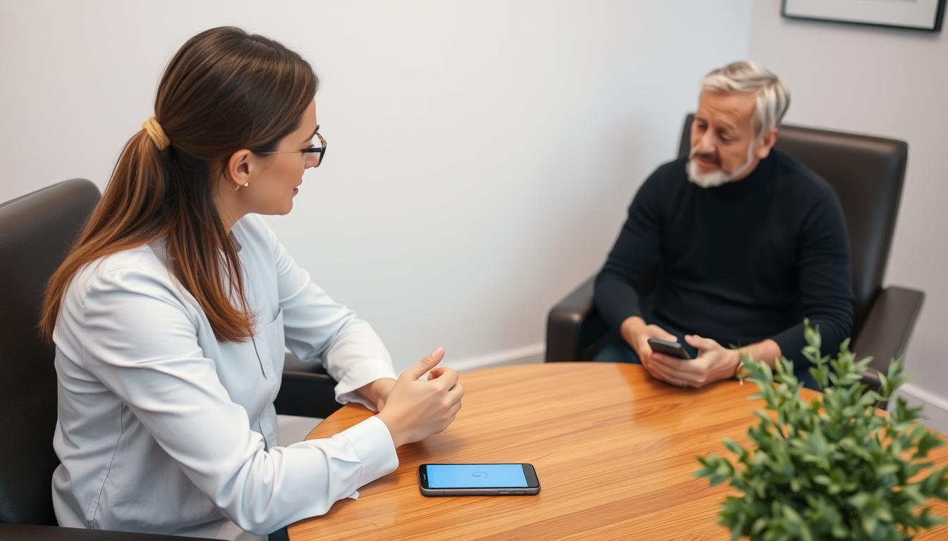 Sesiune de terapie pentru dependența de telefon