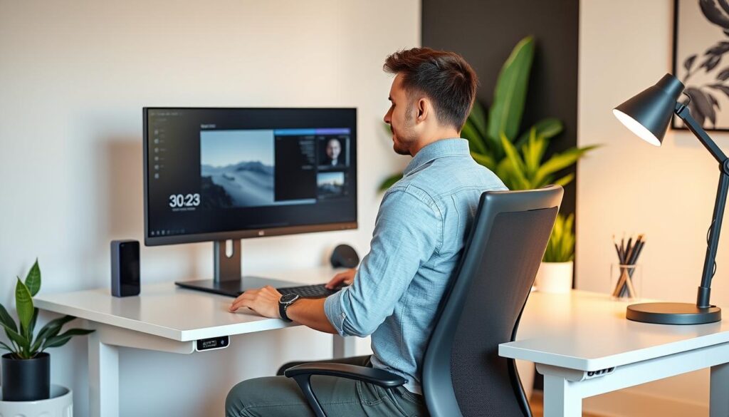 Setarea ergonomică corectă pentru monitor și birou smart 2025 Setarea ergonomică corectă pentru monitor și birou smart 2025