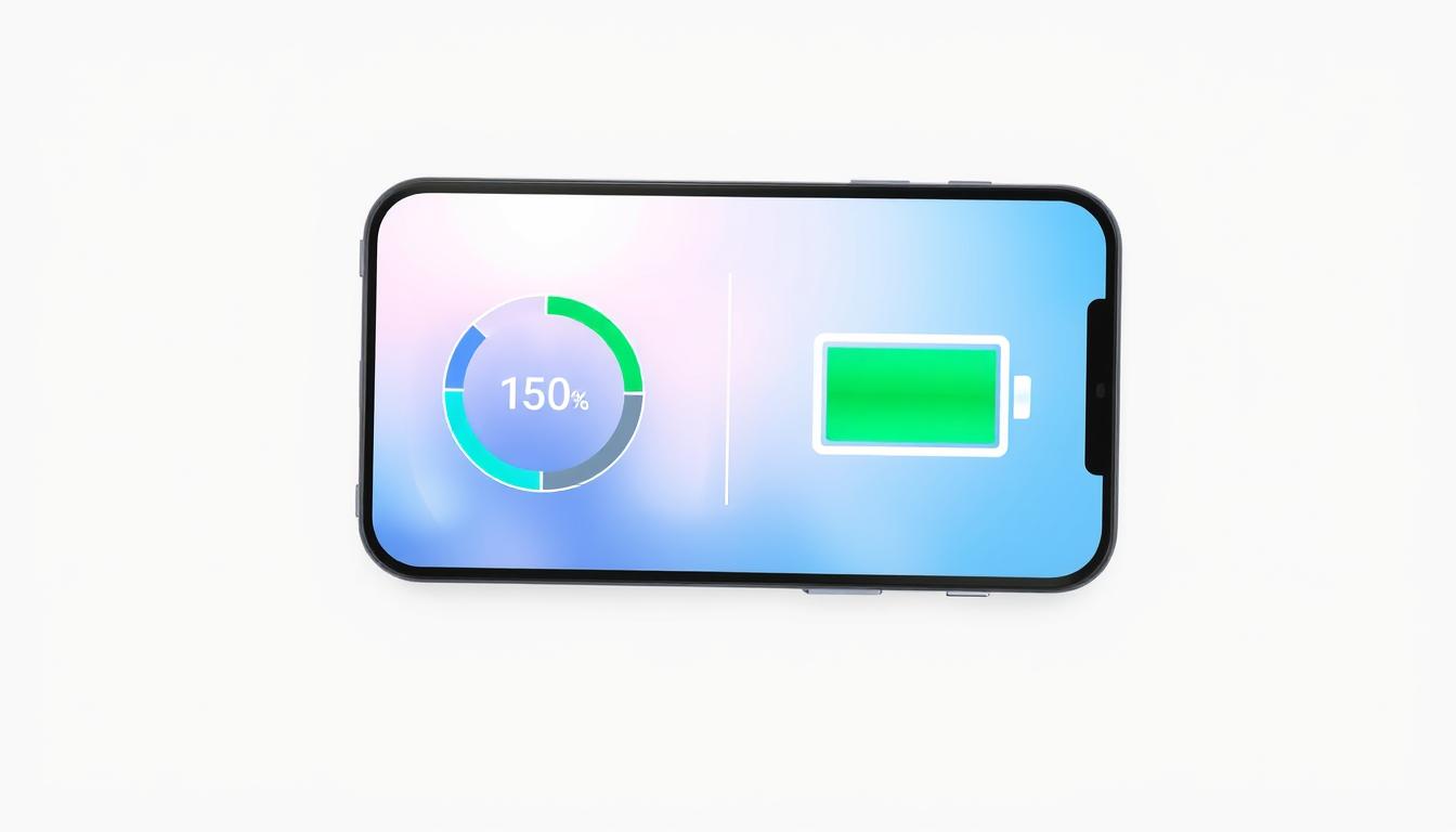 Telefon modern cu indicator de încărcare rapidă și simbolul bateriei sănătoase Telefon modern cu indicator de încărcare rapidă și simbolul bateriei sănătoase