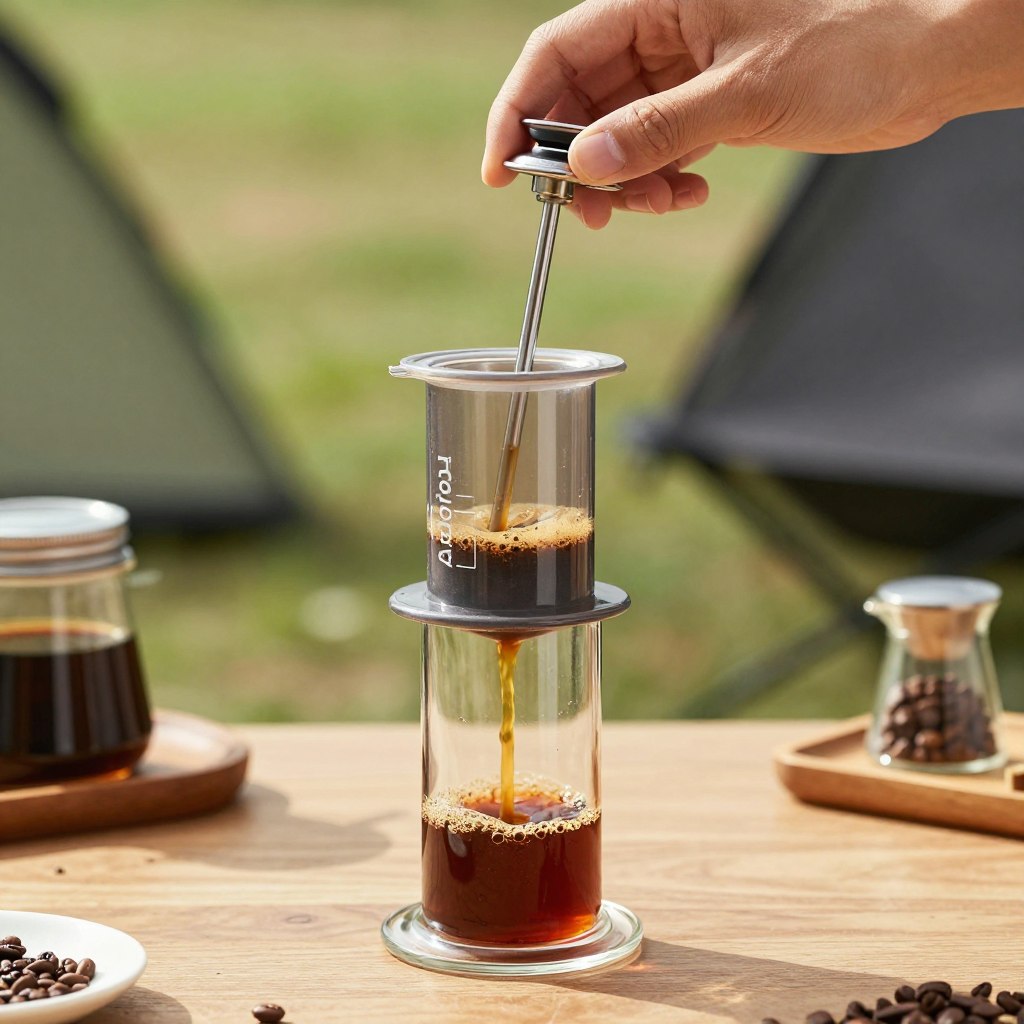 AeroPress compact pentru prepararea cafelei în călătorii, cadou practic pentru iubitorii de cafea