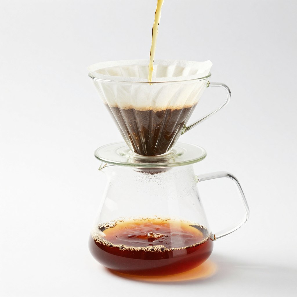 Ibric de sticlă pentru cafea cu filtru încorporat Ibric de sticlă pentru cafea cu filtru încorporat