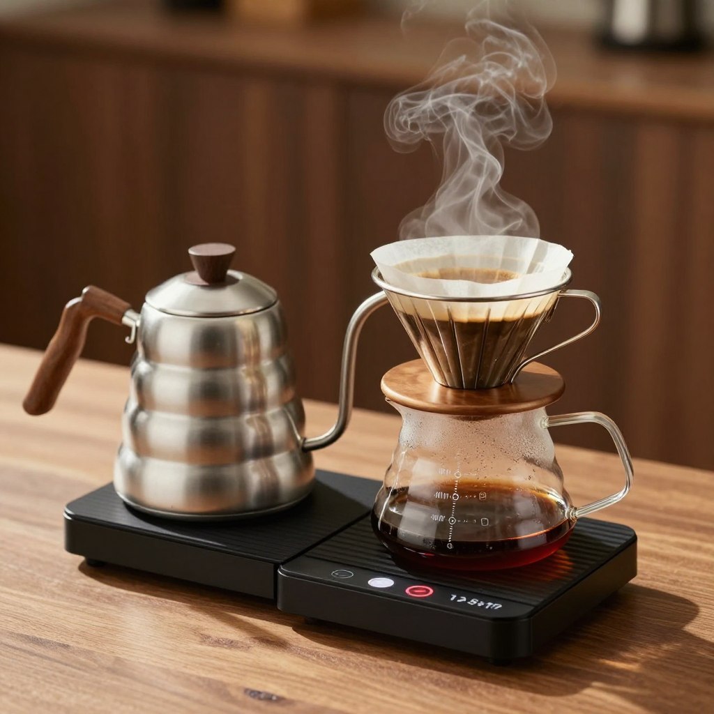 Set de turnare controlată pentru cafea pour-over Set de turnare controlată pentru cafea pour-over