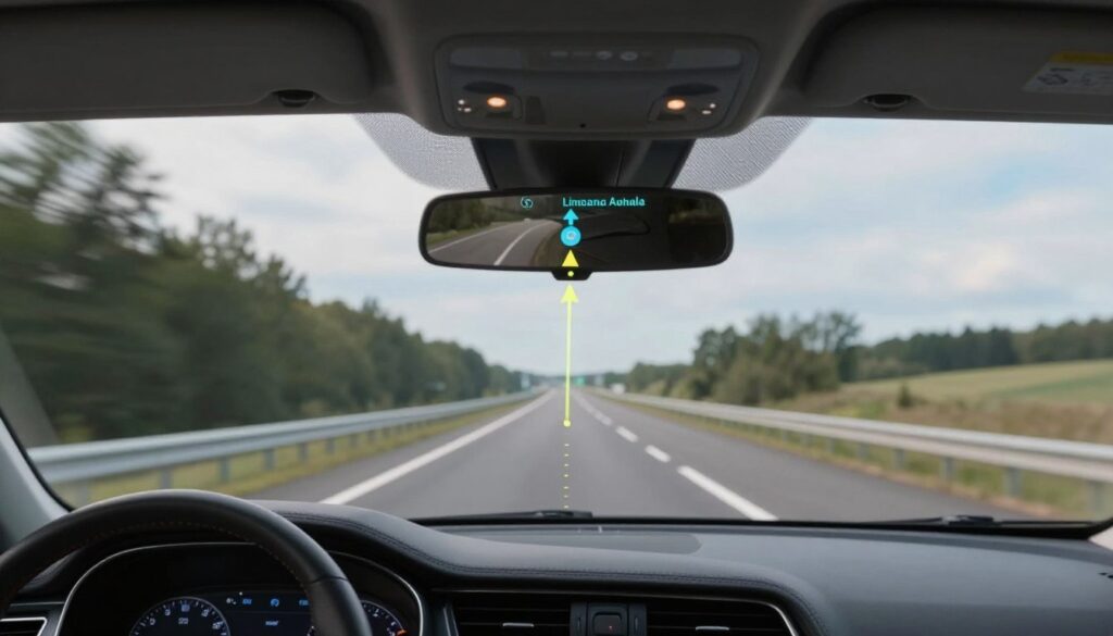 Sistem de navigație AR (Realitate Augmentată) proiectând indicații pe parbriz Sistem de navigație AR (Realitate Augmentată) proiectând indicații pe parbriz