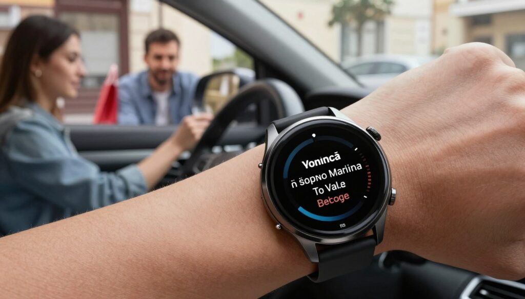 Smartwatch oferind asistență contextuală în diferite situații zilnice Smartwatch oferind asistență contextuală în diferite situații zilnice