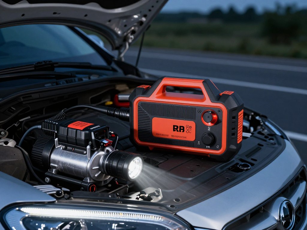 Starter portabil multifuncțional pentru baterie auto cu lanternă și compresor Starter portabil multifuncțional pentru baterie auto cu lanternă și compresor