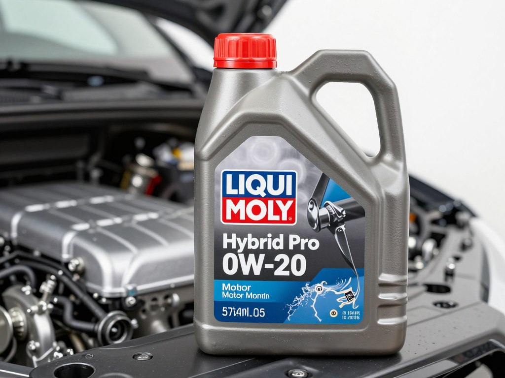 Sticlă de ulei Liqui Moly Hybrid Pro 0W-20 lângă un motor hibrid modern, Top 5 uleiuri de motor în 2026 Sticlă de ulei Liqui Moly Hybrid Pro 0W-20 lângă un motor hibrid modern, Top 5 uleiuri de motor în 2026