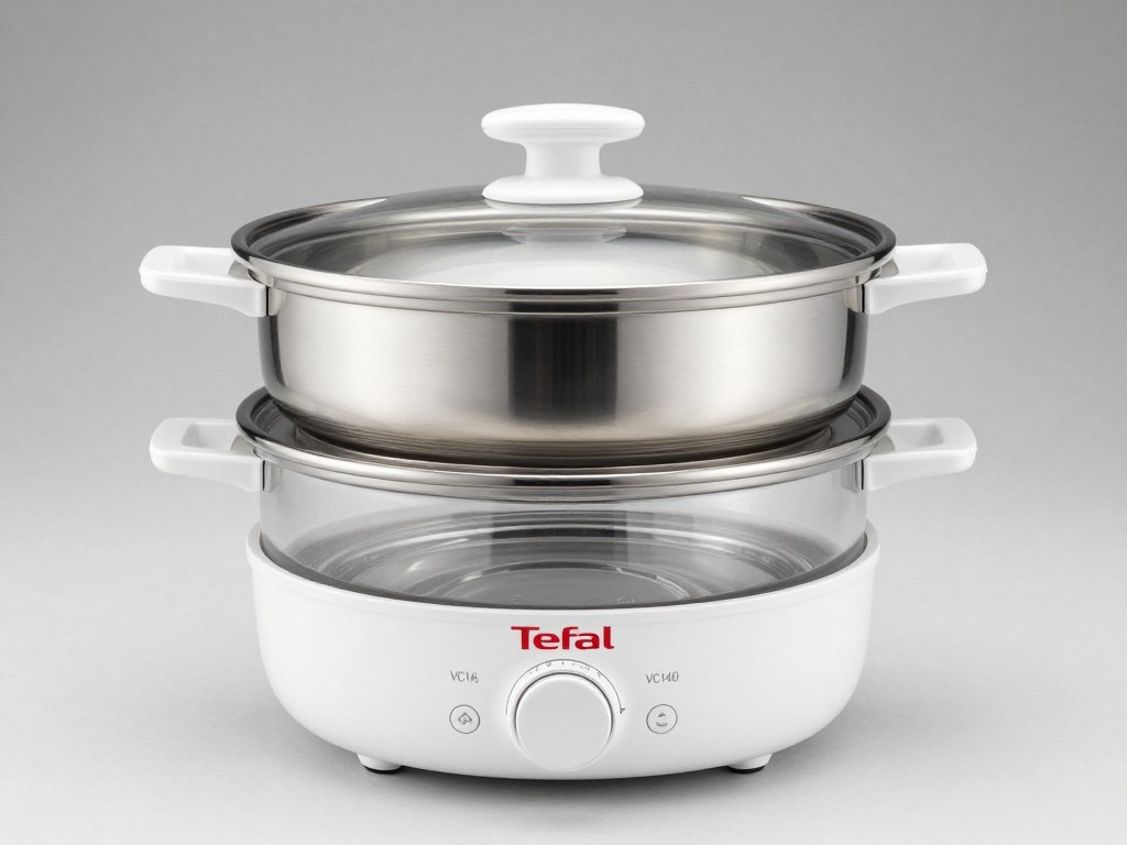 Aparat de gătit cu aburi Tefal VC1401 alb cu design compact