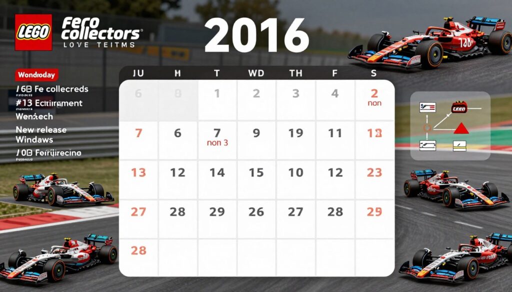 Calendar 2026 cu seturi LEGO F1 și date importante