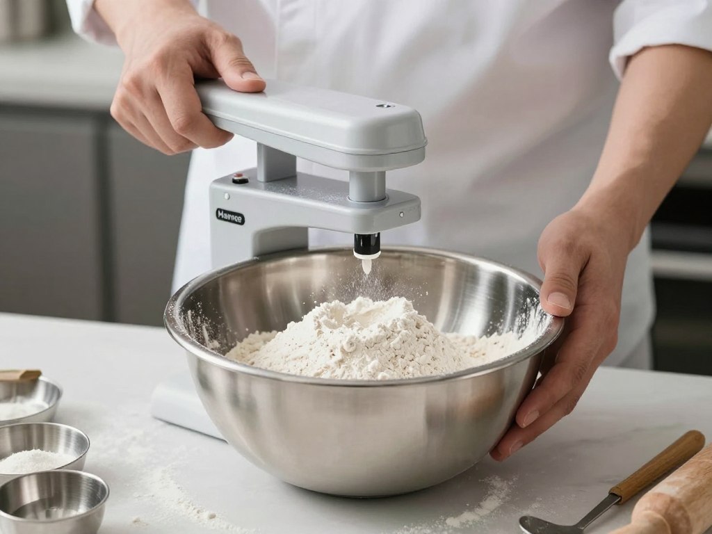 Cantar Heinner in utilizare pentru preparare reteta profesionala Cantar Heinner in utilizare pentru preparare reteta profesionala