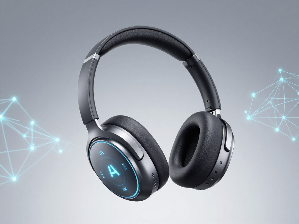 Căști wireless premium cu design futurist și tehnologie AI