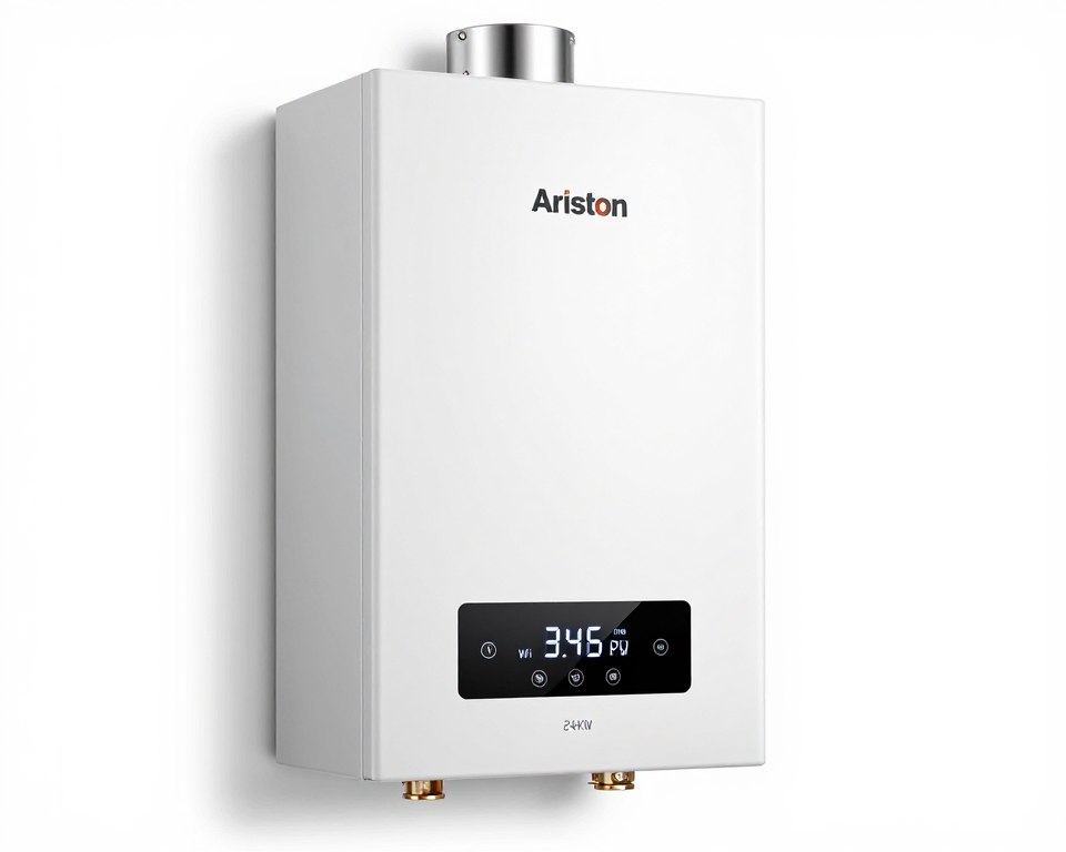Centrala termica Ariston Clas One WiFi 24 kW cu panou frontal alb si display digital