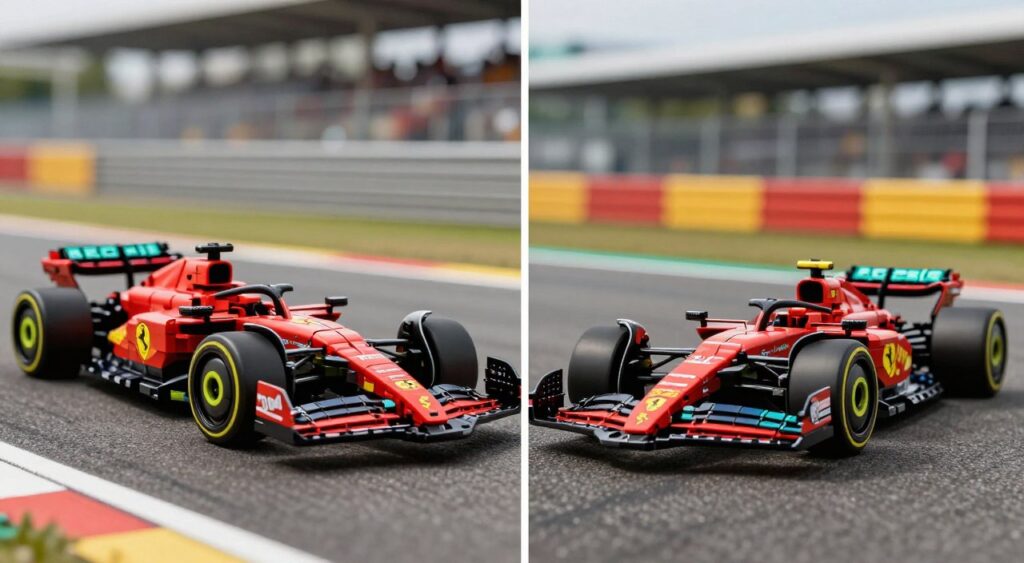 Comparație LEGO Ferrari SF-24 cu mașină reală Formula 1