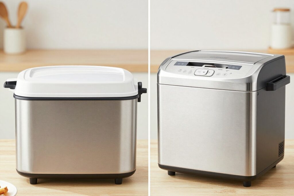 Comparație finisaje plastic vs inox la mașinile de pâine