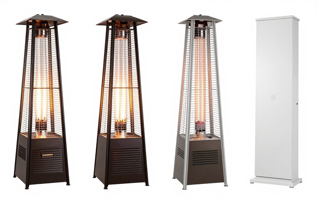 Comparație vizuală între diferite tipuri de încălzitoare pentru terasă