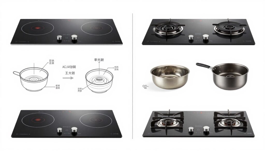 Comparatie vizuala intre diferite tipuri de plite electrice pentru bucatarie