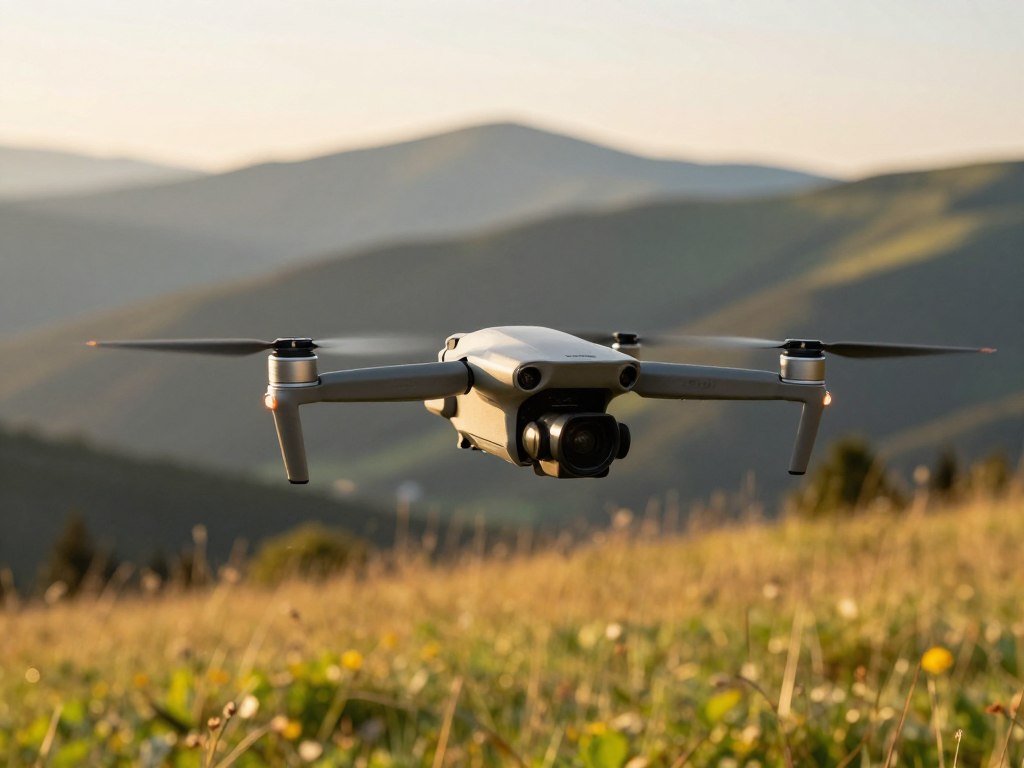 DJI Mini 4 Pro în zbor - imagine calitate 4K