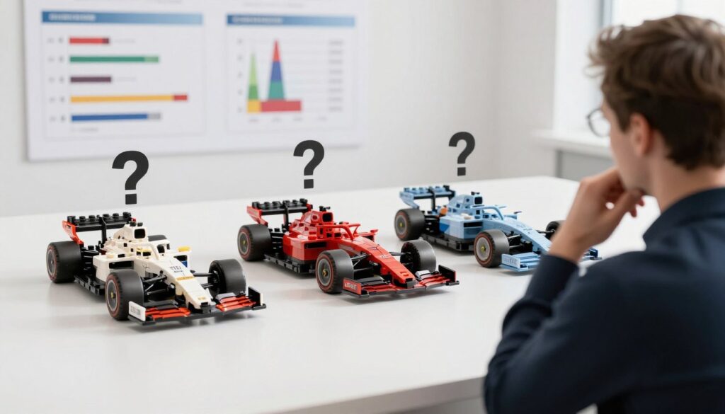 Decizie de cumpărare LEGO F1 Mercedes Ferrari Red Bull
