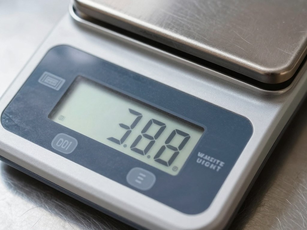 Detaliu apropiat al display-ului digital al unui cantar electronic bucatarie Detaliu apropiat al display-ului digital al unui cantar electronic bucatarie