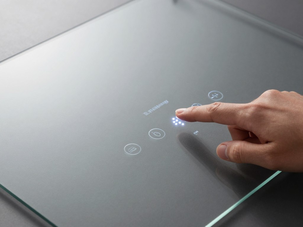 Detaliu suprafata sticla securizata cantar Zwilling cu control tactil Detaliu suprafata sticla securizata cantar Zwilling cu control tactil