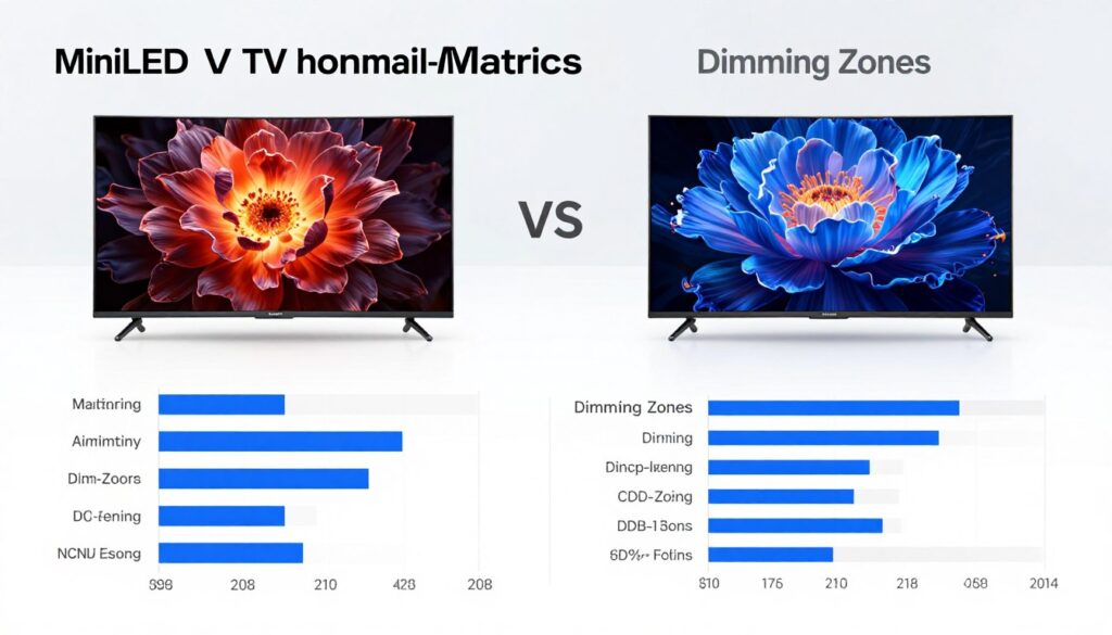 Grafic comparativ performanță MiniLED