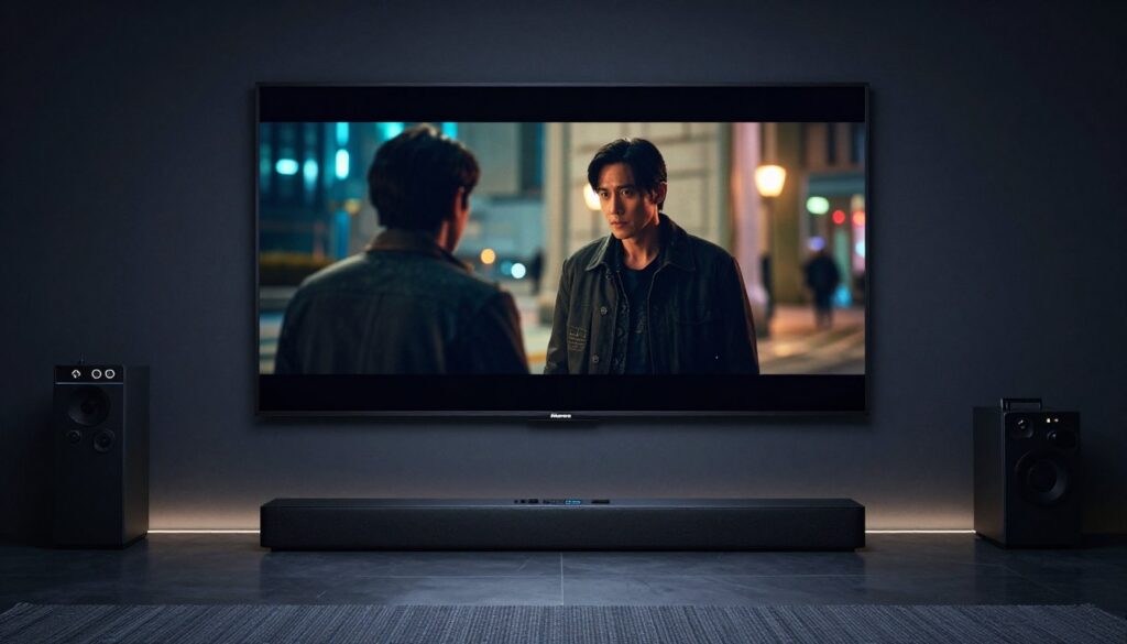 Hisense 55U7Q Pro în setup home cinema