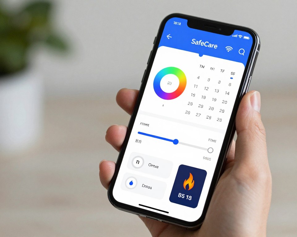 Interfata aplicatie mobila control semineu SafeCare WiFi