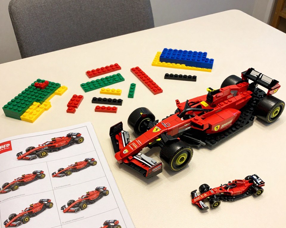 LEGO F1 pentru începători instrucțiuni și piese organizate