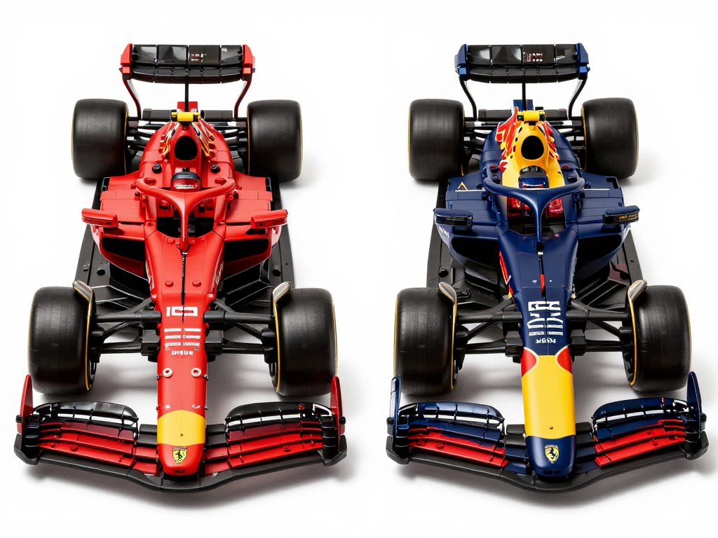 LEGO Ferrari SF-24 F1 și Oracle Red Bull Racing RB20 comparație